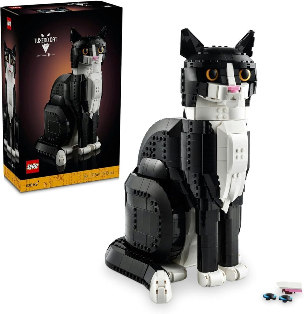 LEGO Ideas Tuxedo Cat Statue Set for Adults, DIY Creative Model Building Kit for Animal Lovers and Pet Owners