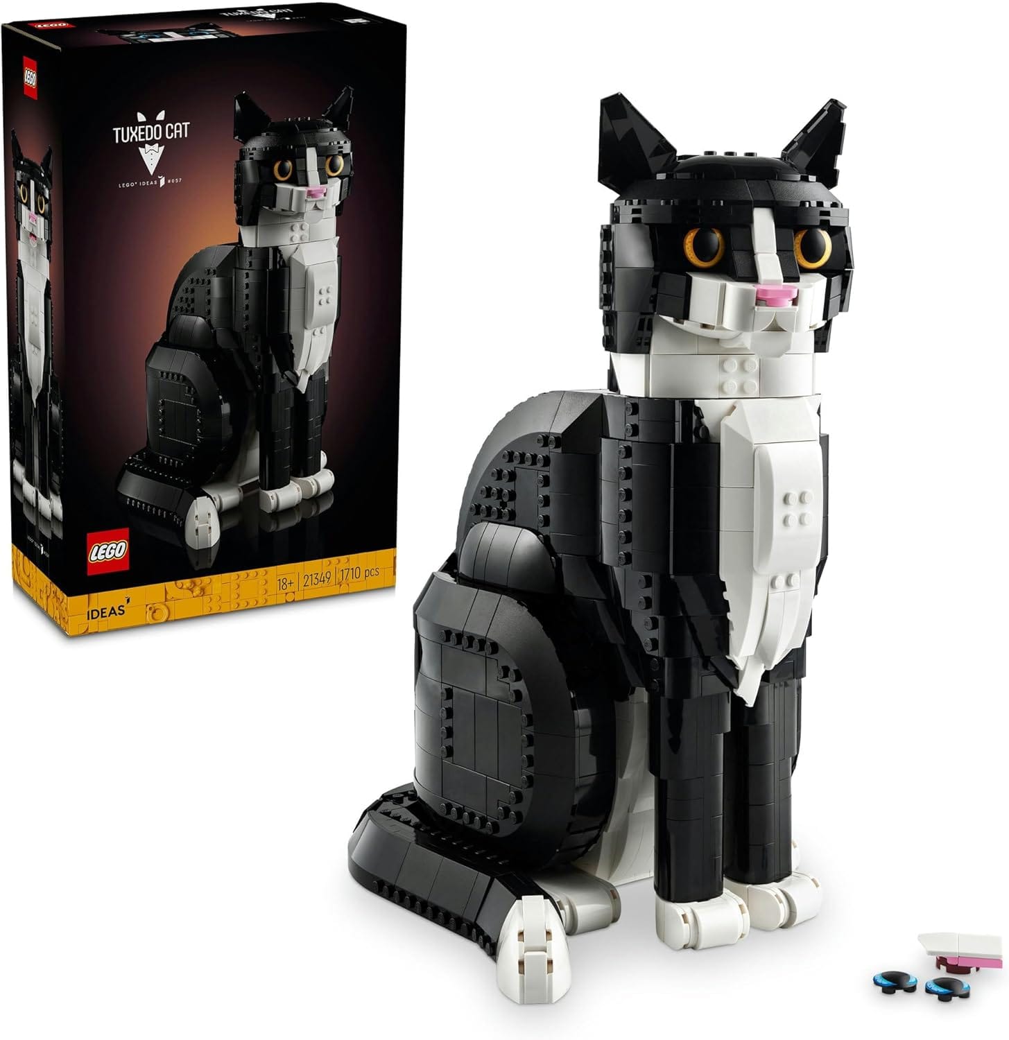 LEGO Ideas Tuxedo Cat Statue Set for Adults, DIY Creative Model Building Kit for Animal Lovers and Pet Owners